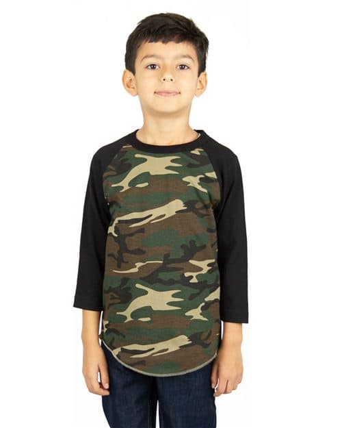 Shaka Wear Youth Camo Raglan Tee