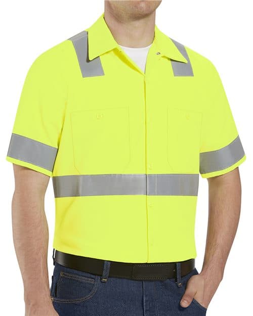 Red Kap Men's High Visibility Safety Short Sleeve Work Shirt