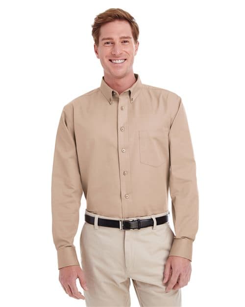Harriton Men's Foundation Cotton Twill Dress Shirt with Teflon