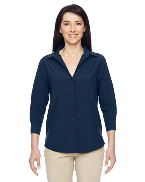 Harriton Women's Paradise Three-Quarter Pullover Sleeve Performance Shirt
