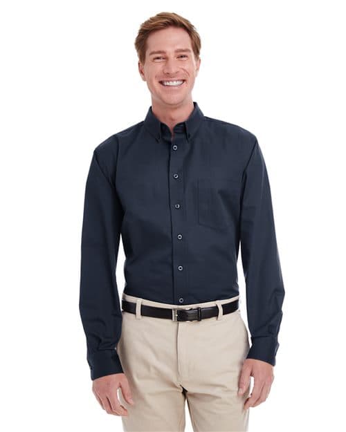 Harriton Men's Tall Foundation Cotton Twill Shirt with Teflon