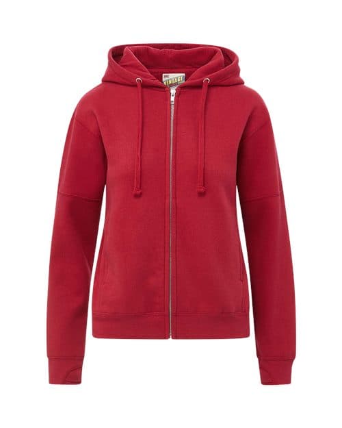 MV Sport Women's Vintage Fleece Hooded Full-Zip Sweatshirt