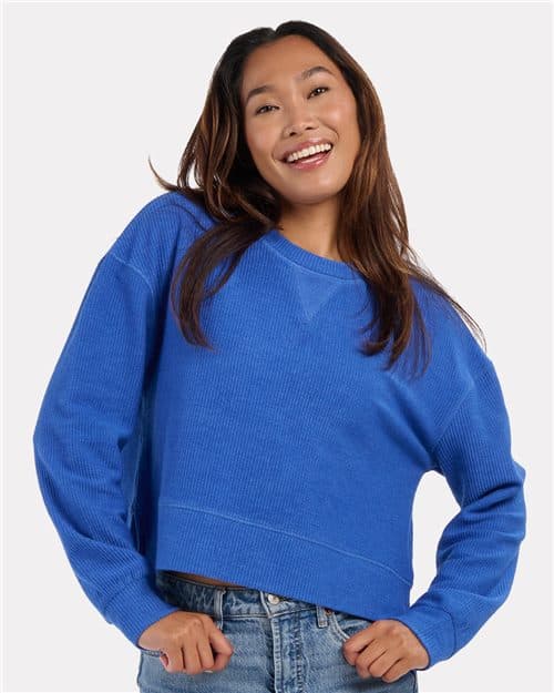 Boxercraft Women's Rib Knit Corded Boxy Crewneck Sweatshirt