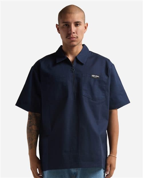 Shaka Wear Unisex Quarter-Zip Short Sleeve Work Shirt
