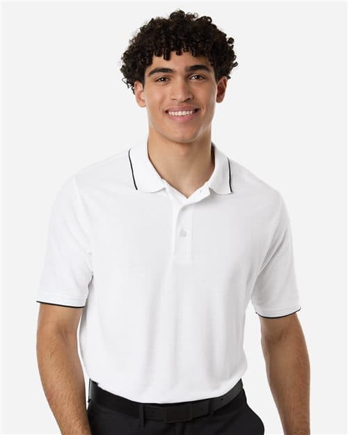 Harriton Men's Valiant Cotton Snag Protect Tipped Polo