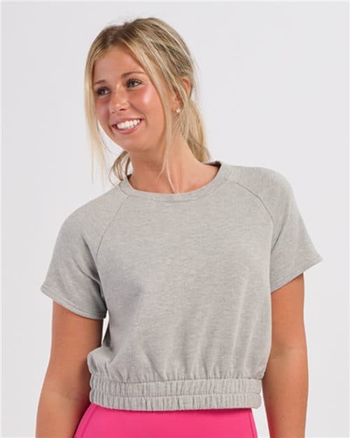 Boxercraft Women's French Terry Short Sleeve Cropped Crewneck Sweatshirt