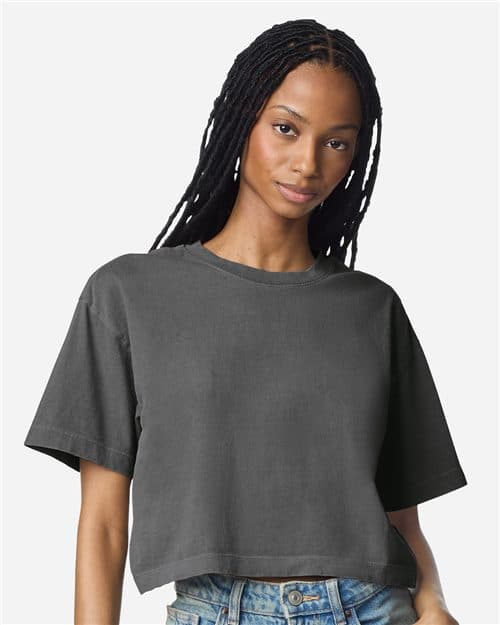 American Apparel Women's Heavyweight Cotton Garment-Dyed Boxy Cropped Tee