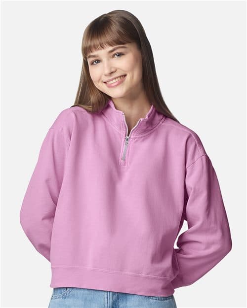 Comfort Colors Women's Garment-Dyed Mid-Length Quarter-Zip Sweatshirt