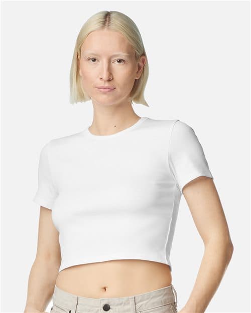 American Apparel Women's Baby Rib Fitted Cropped Tee