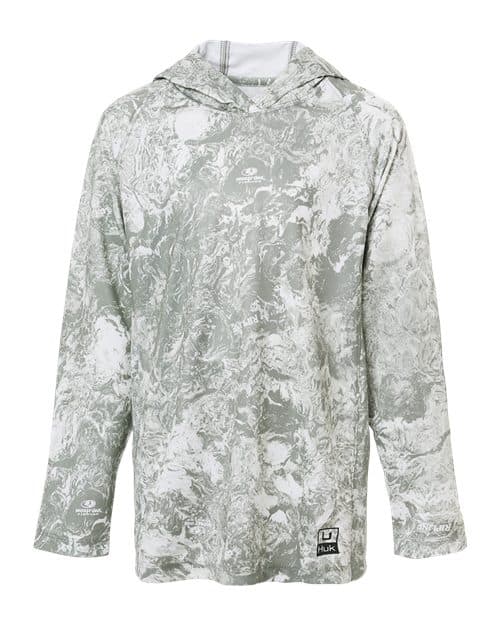 HUK Youth Pursuit Mossy Oak Printed Hooded Long Sleeve T-Shirt