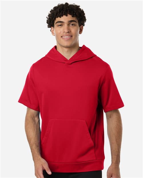Team 365 Unisex Squad Tech Fleece Hooded Short-Sleeve Sweatshirt