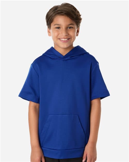 Team 365 Youth Squad Tech Fleece Hooded Short-Sleeve Sweatshirt