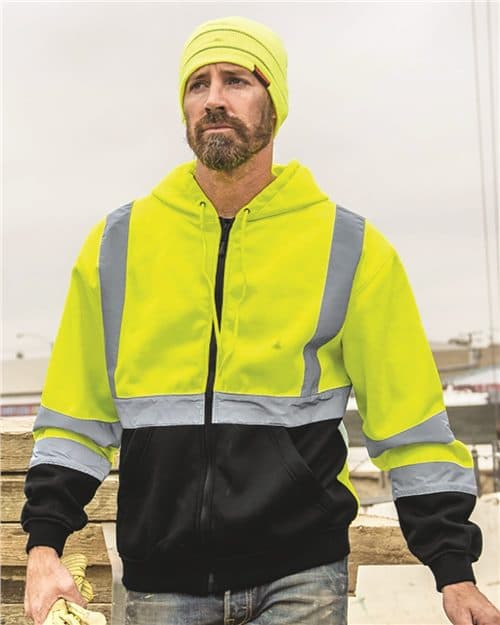 Kishigo Unisex Hi-Vis Full-Zip Hooded Sweatshirt