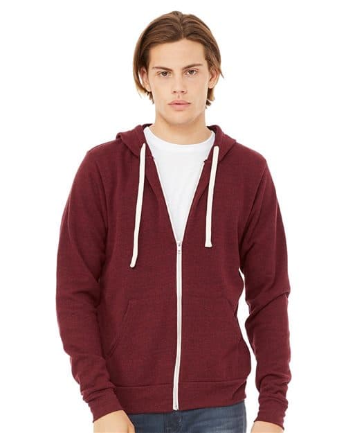 BELLA + CANVAS Unisex Triblend Sponge Fleece Full-Zip Hoodie Sweatshirt