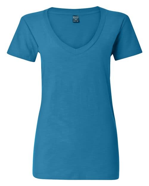 J. America Women's V-Neck Slub T-Shirt