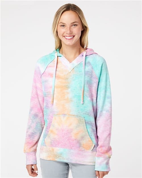 MV Sport Women’s Courtney Burnout V-Notch Hooded Sweatshirt