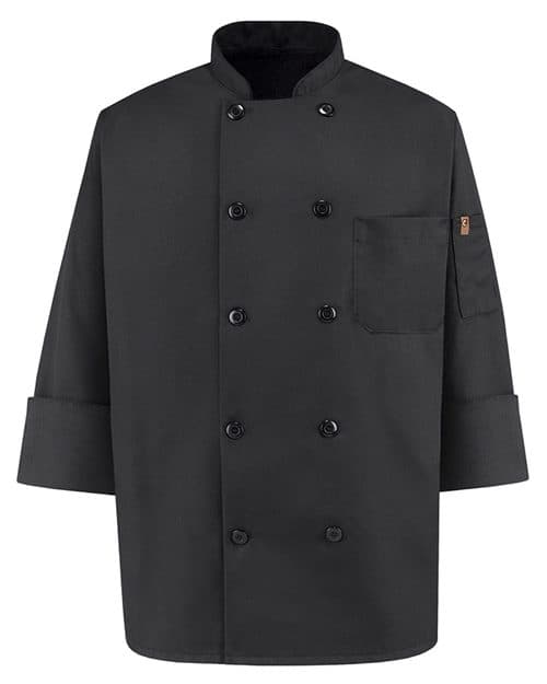 Chef Designs Ten Pearl Button Black Chef Coat