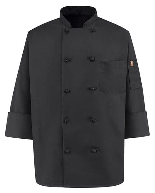 Chef Designs Black Knot Button Chef Coat