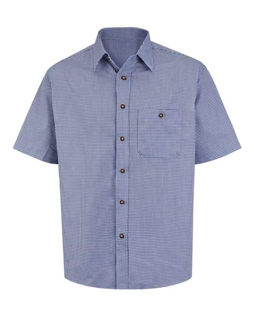 Red Kap Men's Mini-Plaid Uniform Short Sleeve Shirt