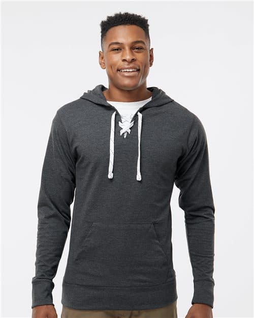 J. America Unisex Jersey Sport Lace Hooded Pullover