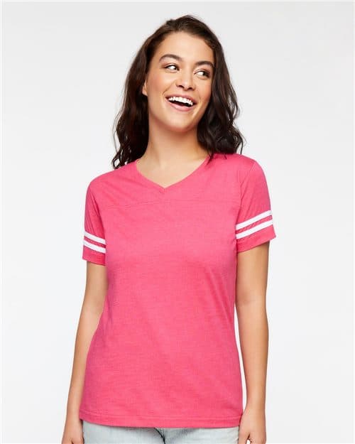 LAT Women's Football V-Neck Fine Jersey Tee
