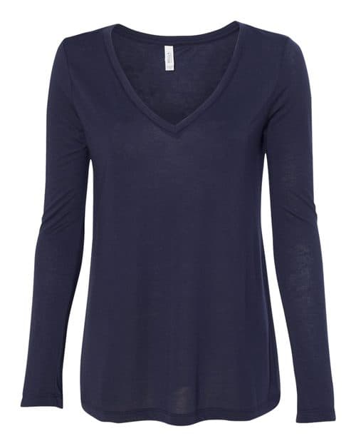 BELLA + CANVAS Women's Flowy Long Sleeve V-Neck Tee