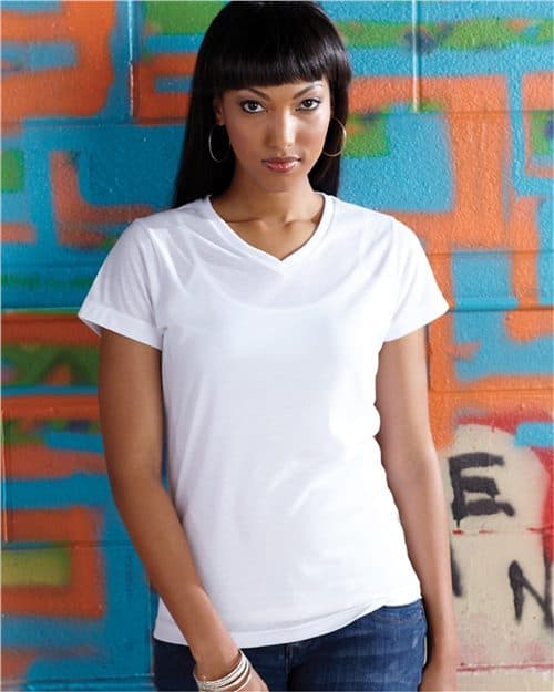 SubliVie Women's Polyester Sublimation V-Neck Tee