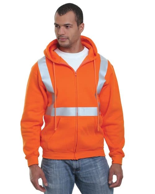 Bayside Men's USA-Made Hi-Visibility Full-Zip Hooded Sweatshirt