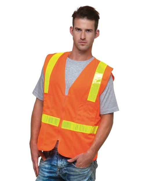Bayside Unisex USA-Made ANSI Solid Surveyor's Vest Class 2