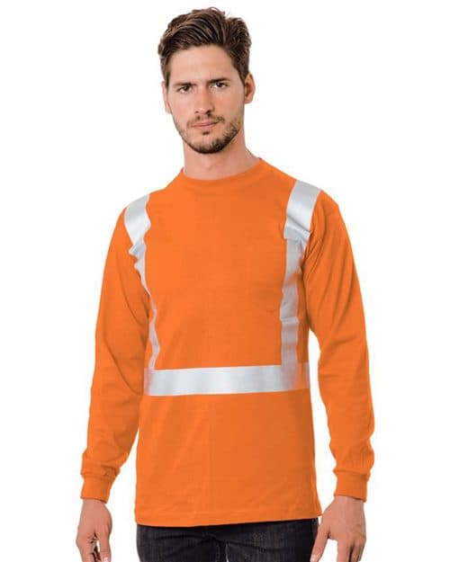Bayside Unisex USA-Made 50/50 Hi-Visibility Long Sleeve Pocket T-Shirt