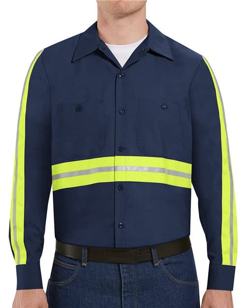 Red Kap Men's Industrial Enhanced-Visibility Long Sleeve Work Shirt
