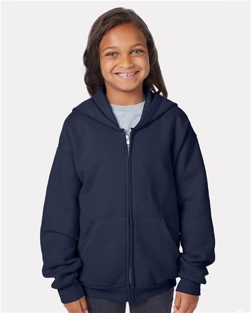 Hanes Youth EcoSmart® Full-Zip Hooded Sweatshirt