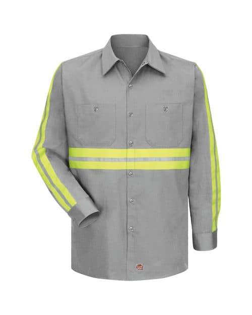 Red Kap Men's Enhanced Visibility Long Sleeve Cotton Work Shirt