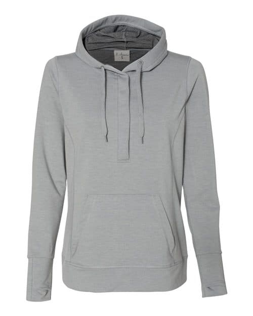 J. America Women’s Omega Stretch Snap-Placket Hooded Sweatshirt
