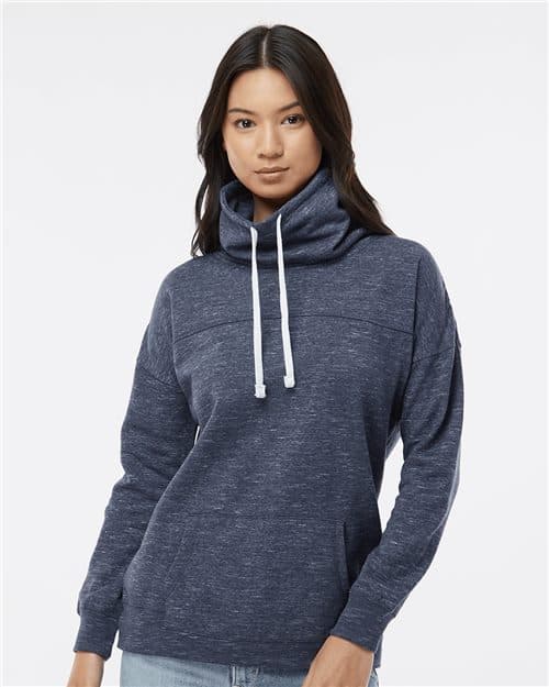 J. America Women’s Mélange Fleece Cowl Neck Sweatshirt