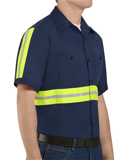Red Kap Men's Enhanced Visibility Short Sleeve Cotton Work Shirt
