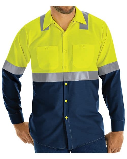 Red Kap Men's Enhanced & Hi-Visibility Long Sleeve Work Shirt
