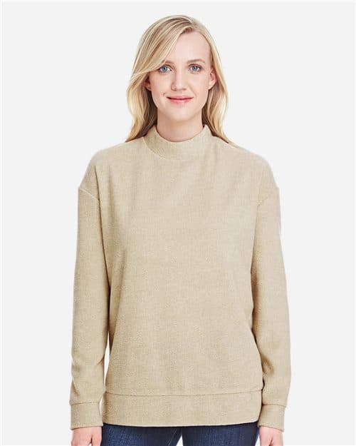J. America Women's Weekend Terry Mock Neck Pullover