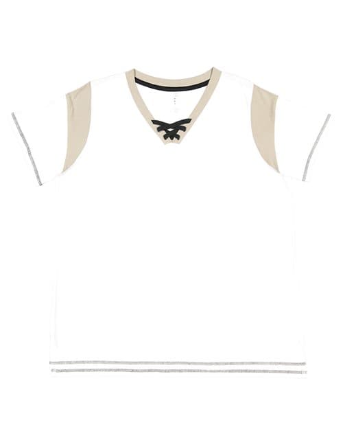 LAT Women's Curvy Lace Up Fine Jersey Tee