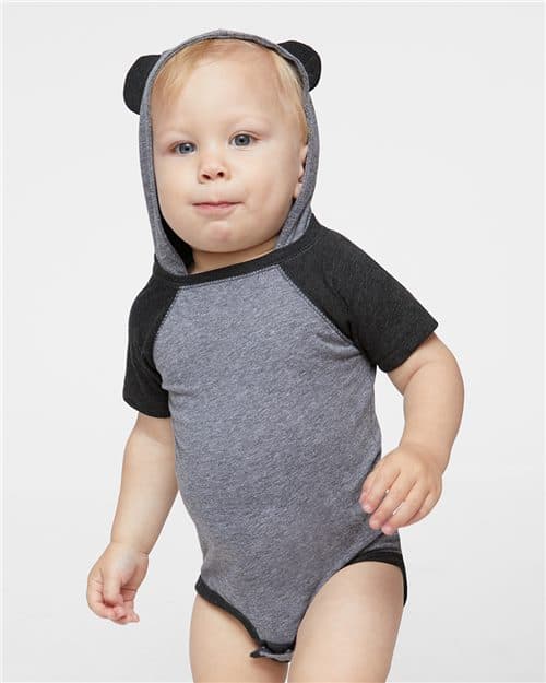 Rabbit Skins Infant Fine Jersey Raglan Bodysuit with Hood & Ears