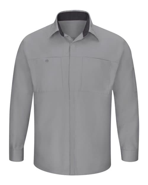 Red Kap Men's Performance Plus Long Sleeve Shirt with OilBlok Technology