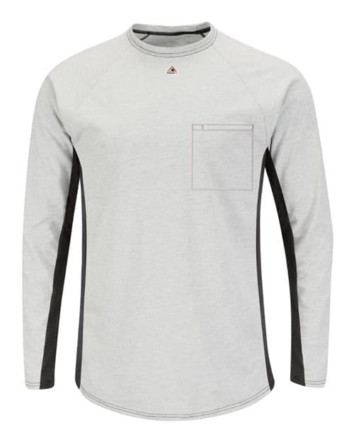 Bulwark Men's Long Sleeve FR Two-Tone Base Layer with Concealed Chest Pocket - EXCEL FR