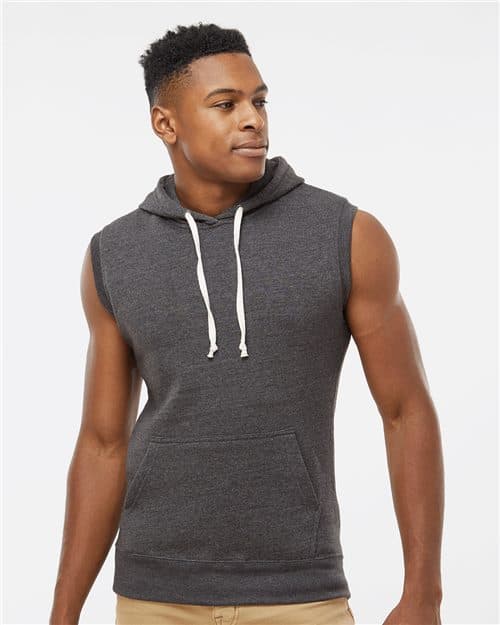 J. America Men's Triblend Sleeveless Hooded Sweatshirt
