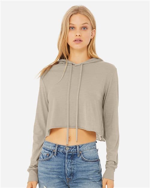 BELLA + CANVAS Women’s Triblend Crop Long Sleeve Hoodie Tee