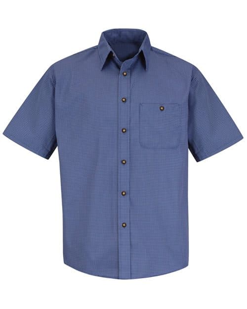 Red Kap Men's Tall Mini-Plaid Uniform Short Sleeve Shirt