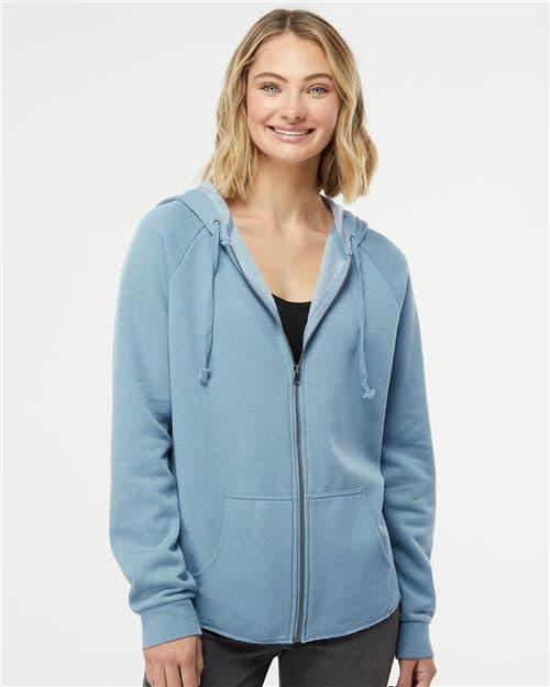 Independent Trading Co. Women's California Wave Wash Full-Zip Hooded Sweatshirt