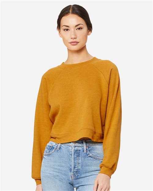 BELLA + CANVAS Women's Crop Raglan Crewneck Sweatshirt
