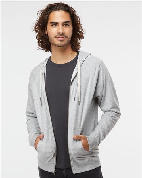 Independent Trading Co. Unisex Icon Lightweight Loopback Terry Full-Zip Hooded Sweatshirt