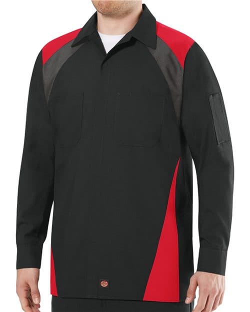 Red Kap Men's Long Sleeve Tri-Color Shop Shirt