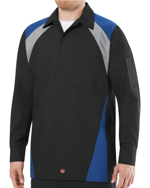 Red Kap Men's Tall Long Sleeve Tri-Color Shop Shirt